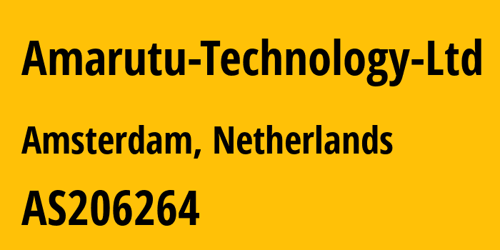 Информация о провайдере Amarutu-Technology-Ltd AS206264 Amarutu Technology Ltd: все IP-адреса, network, все айпи-подсети