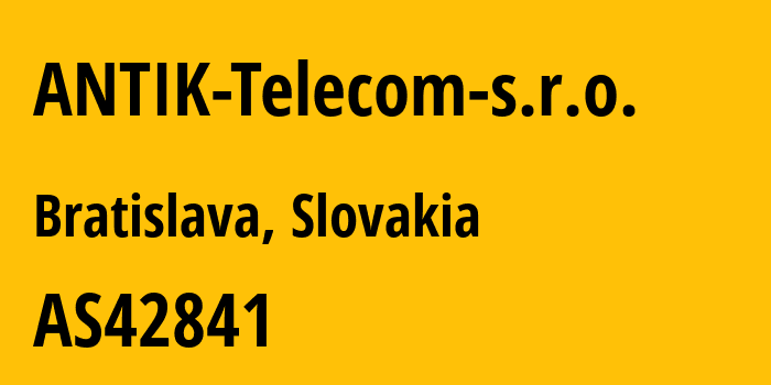 Информация о провайдере ANTIK-Telecom-s.r.o. AS42841 ANTIK Telecom s.r.o: все IP-адреса, network, все айпи-подсети