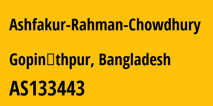 Информация о провайдере Ashfakur-Rahman-Chowdhury AS133443 Comilla Online: все IP-адреса, network, все айпи-подсети