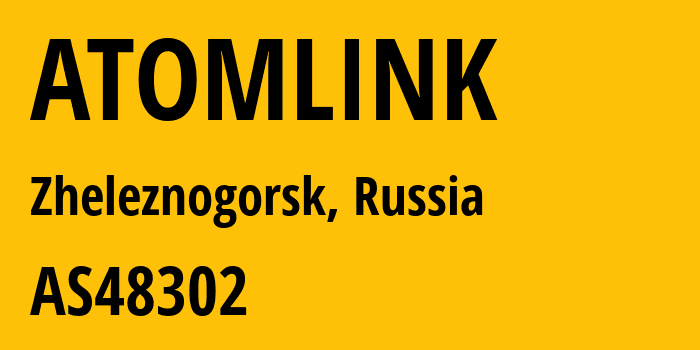 Информация о провайдере ATOMLINK AS48302 OOO Telecom GKhK: все IP-адреса, network, все айпи-подсети