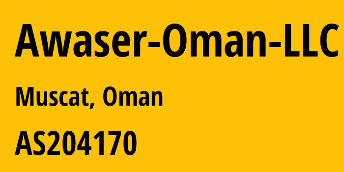 Информация о провайдере Awaser-Oman-LLC AS204170 Awaser Oman LLC: все IP-адреса, network, все айпи-подсети