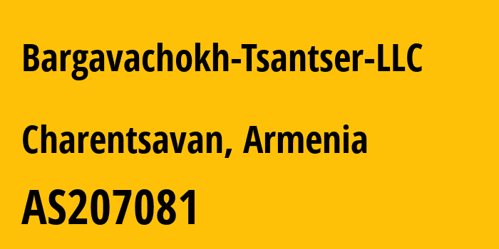 Информация о провайдере Bargavachokh-Tsantser-LLC AS207081 Bargavachokh Tsantser LLC: все IP-адреса, network, все айпи-подсети