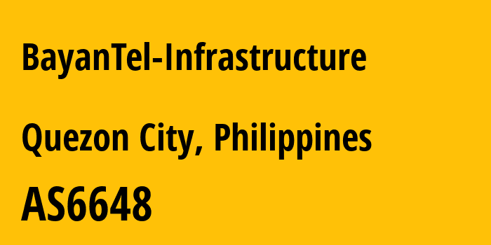 Информация о провайдере BayanTel-Infrastructure AS6648 Bayan Telecommunications, Inc.: все IP-адреса, network, все айпи-подсети