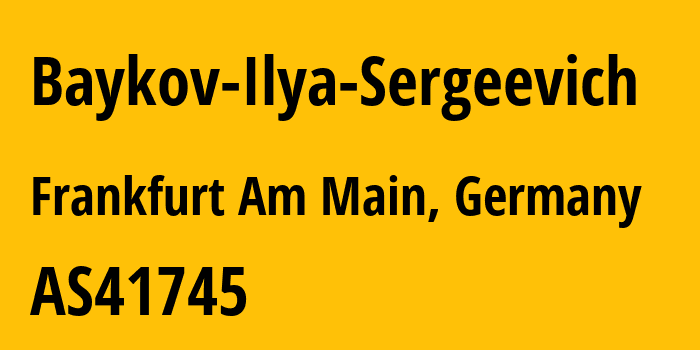 Информация о провайдере Baykov-Ilya-Sergeevich AS41745 Baykov Ilya Sergeevich: все IP-адреса, network, все айпи-подсети