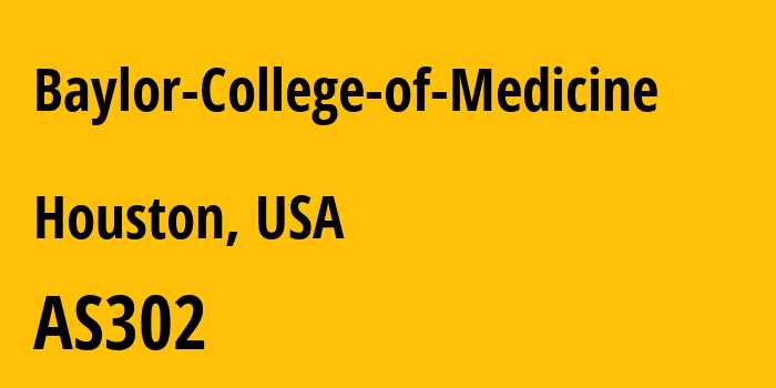 Информация о провайдере Baylor-College-of-Medicine AS302 Baylor College of Medicine: все IP-адреса, network, все айпи-подсети