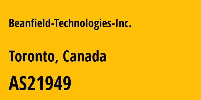 Информация о провайдере Beanfield-Technologies-Inc. AS21949 Beanfield Technologies Inc.: все IP-адреса, network, все айпи-подсети