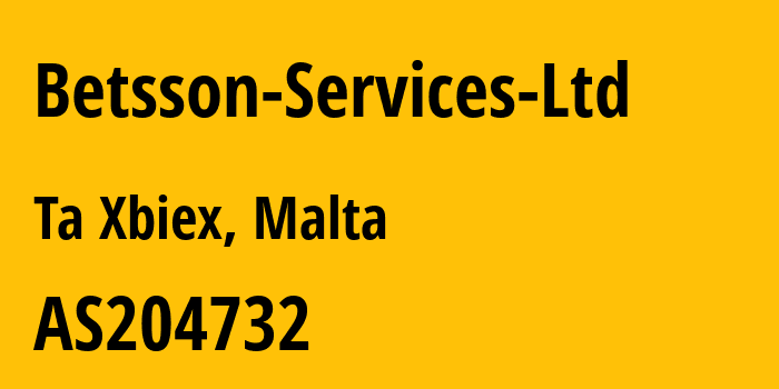 Информация о провайдере Betsson-Services-Ltd AS204732 Betsson Services Ltd: все IP-адреса, network, все айпи-подсети