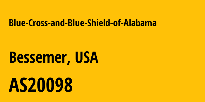 Информация о провайдере Blue-Cross-and-Blue-Shield-of-Alabama AS20098 Blue Cross and Blue Shield of Alabama: все IP-адреса, network, все айпи-подсети