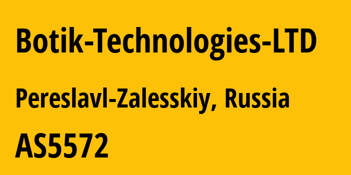 Информация о провайдере Botik-Technologies-LTD AS5572 Botik Technologies LTD: все IP-адреса, network, все айпи-подсети