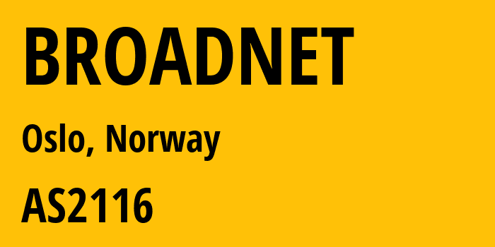 Информация о провайдере BROADNET AS2116 GLOBALCONNECT AS: все IP-адреса, network, все айпи-подсети