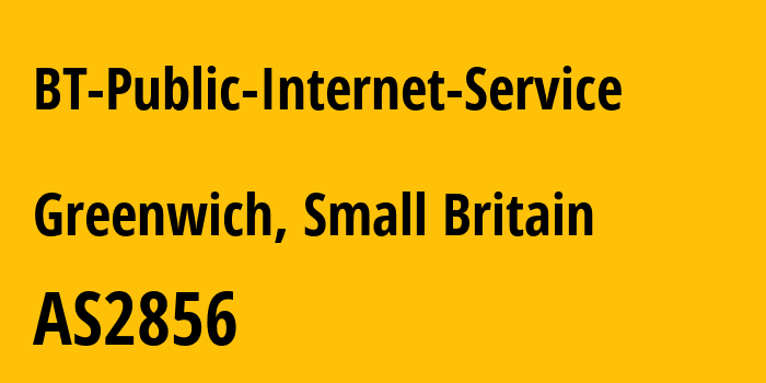 Информация о провайдере BT-Public-Internet-Service AS2856 British Telecommunications PLC: все IP-адреса, network, все айпи-подсети