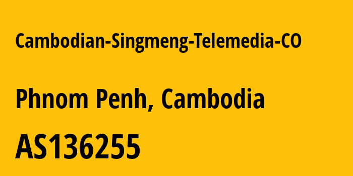 Информация о провайдере Cambodian-Singmeng-Telemedia-CO AS136255 Telecom International Myanmar Co., Ltd: все IP-адреса, network, все айпи-подсети