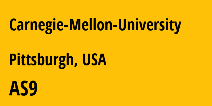 Информация о провайдере Carnegie-Mellon-University AS9 Carnegie Mellon University: все IP-адреса, network, все айпи-подсети