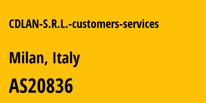 Информация о провайдере CDLAN-S.R.L.-customers-services AS20836 CDLAN SpA: все IP-адреса, network, все айпи-подсети