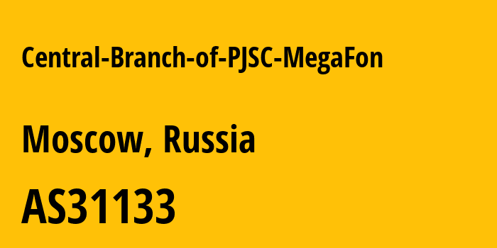 Информация о провайдере Central-Branch-of-PJSC-MegaFon AS31133 PJSC MegaFon: все IP-адреса, network, все айпи-подсети