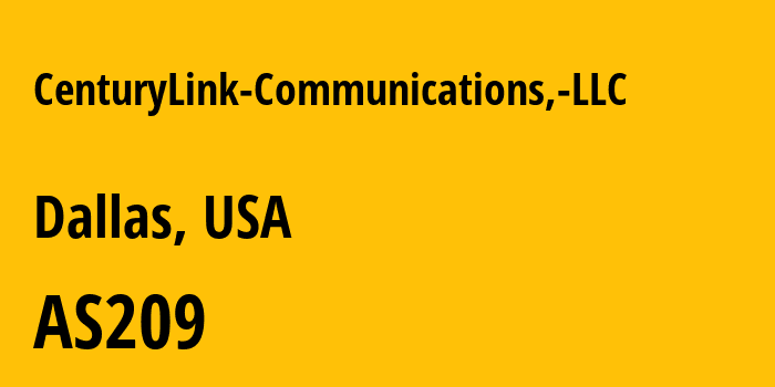 Информация о провайдере CenturyLink-Communications,-LLC AS209 CenturyLink Communications, LLC: все IP-адреса, network, все айпи-подсети