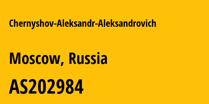 Информация о провайдере Chernyshov-Aleksandr-Aleksandrovich AS202984 Chernyshov Aleksandr Aleksandrovich: все IP-адреса, network, все айпи-подсети