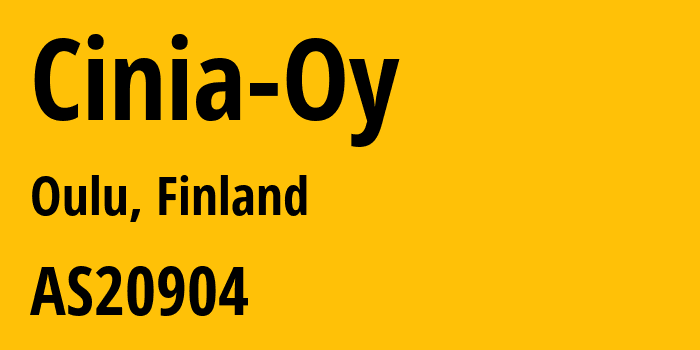 Информация о провайдере Cinia-Oy AS20904 Cinia Oy: все IP-адреса, network, все айпи-подсети