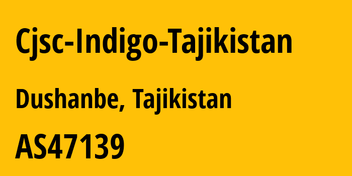 Информация о провайдере Cjsc-Indigo-Tajikistan AS48887 CJSC INDIGO TAJIKISTAN: все IP-адреса, network, все айпи-подсети