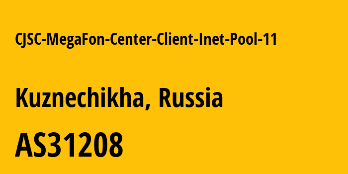 Информация о провайдере CJSC-MegaFon-Center-Client-Inet-Pool-11 AS31208 PJSC MegaFon: все IP-адреса, network, все айпи-подсети