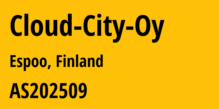 Информация о провайдере Cloud-City-Oy AS202509 Cloud City Oy: все IP-адреса, network, все айпи-подсети