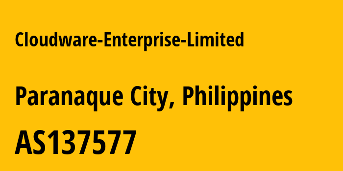 Информация о провайдере Cloudware-Enterprise-Limited AS137577 Cloudware Enterprise Limited: все IP-адреса, network, все айпи-подсети