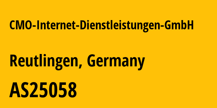 Информация о провайдере CMO-Internet-Dienstleistungen-GmbH AS25058 CMO Internet Dienstleistungen GmbH: все IP-адреса, network, все айпи-подсети