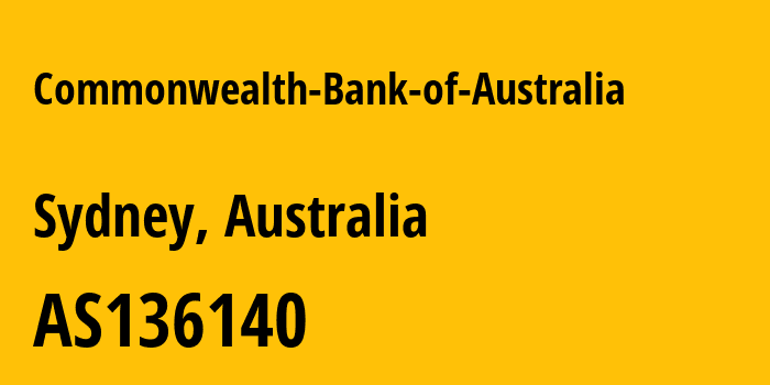 Информация о провайдере Commonwealth-Bank-of-Australia AS136140 Commonwealth Bank of Australia: все IP-адреса, network, все айпи-подсети