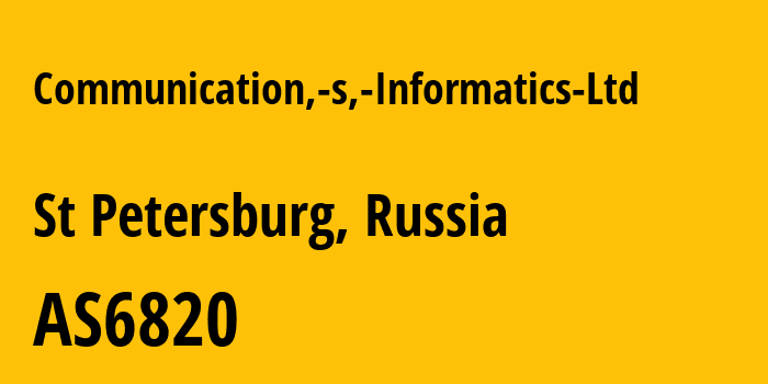 Информация о провайдере Communication,-s,-Informatics-Ltd AS6820 Communications Informatics Ltd.: все IP-адреса, network, все айпи-подсети
