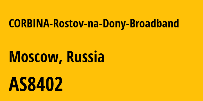 Информация о провайдере CORBINA-Rostov-na-Dony-Broadband AS8402 PJSC Vimpelcom: все IP-адреса, network, все айпи-подсети