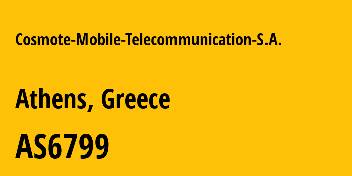 Информация о провайдере Cosmote-Mobile-Telecommunication-S.A. AS6799 Ote SA (Hellenic Telecommunications Organisation): все IP-адреса, network, все айпи-подсети