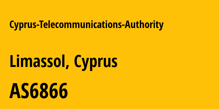 Информация о провайдере Cyprus-Telecommunications-Authority AS6866 Cyprus Telecommunications Authority: все IP-адреса, network, все айпи-подсети