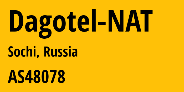 Информация о провайдере Dagotel-NAT AS48078 Dagomys Telecom LLC: все IP-адреса, network, все айпи-подсети