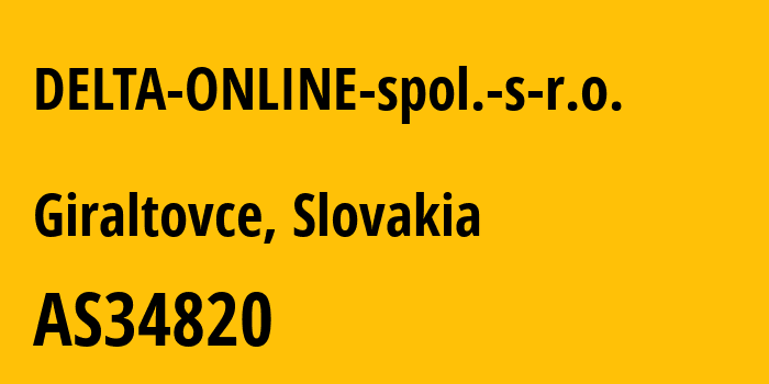 Информация о провайдере DELTA-ONLINE-spol.-s-r.o. AS34820 DELTA ONLINE spol. s r.o.: все IP-адреса, network, все айпи-подсети