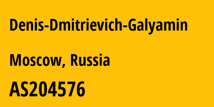 Информация о провайдере Denis-Dmitrievich-Galyamin AS204576 Denis Dmitrievich Galyamin: все IP-адреса, network, все айпи-подсети