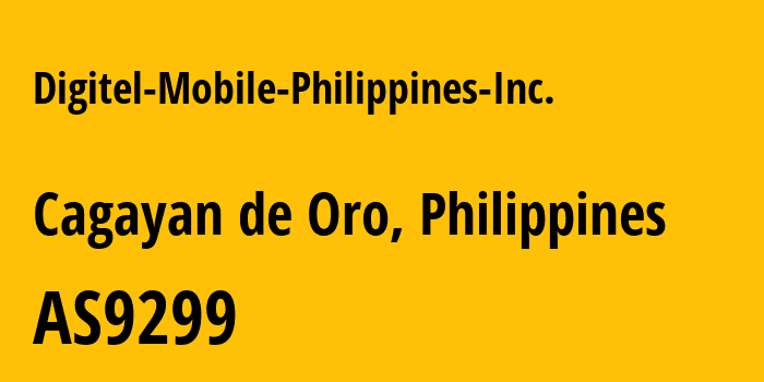 Информация о провайдере Digitel-Mobile-Philippines-Inc. AS9299 Philippine Long Distance Telephone Company: все IP-адреса, network, все айпи-подсети