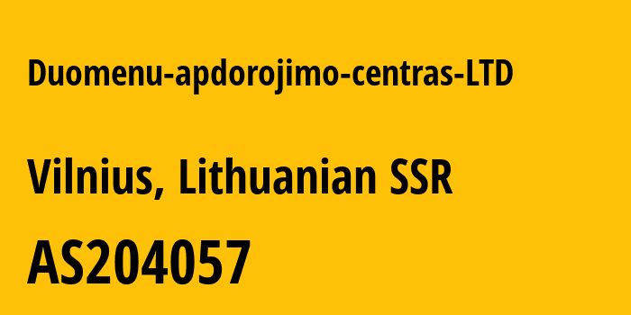 Информация о провайдере Duomenu-apdorojimo-centras-LTD AS204057 Duomenu apdorojimo centras LTD: все IP-адреса, network, все айпи-подсети