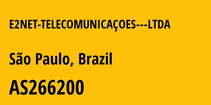 Информация о провайдере E2NET-TELECOMUNICAÇOES---LTDA AS266200 EX2NET TELECOMUNICAÇOES - LTDA: все IP-адреса, network, все айпи-подсети