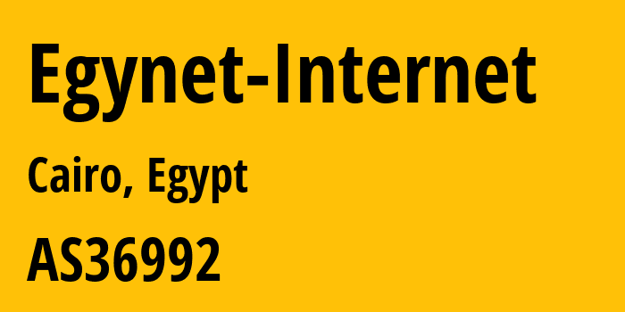 Информация о провайдере Egynet-Internet AS36992 ETISALAT MISR: все IP-адреса, network, все айпи-подсети