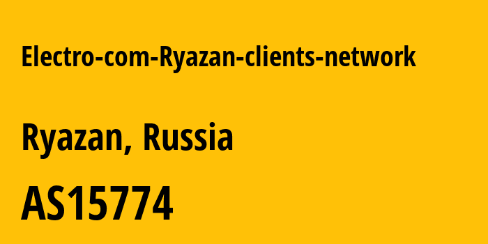 Информация о провайдере Electro-com-Ryazan-clients-network AS15774 Limited Liability Company TTK-Svyaz: все IP-адреса, network, все айпи-подсети