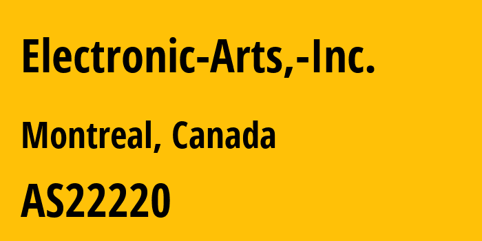 Информация о провайдере Electronic-Arts,-Inc. AS395686 Electronic Arts, Inc.: все IP-адреса, network, все айпи-подсети