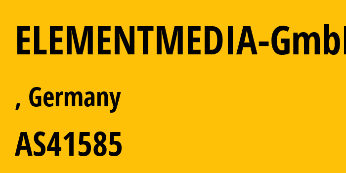 Информация о провайдере ELEMENTMEDIA-GmbH AS41585 ELEMENTMEDIA GmbH: все IP-адреса, network, все айпи-подсети