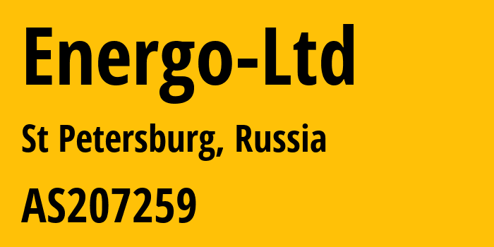 Информация о провайдере Energo-Ltd AS207259 Energo Ltd: все IP-адреса, network, все айпи-подсети