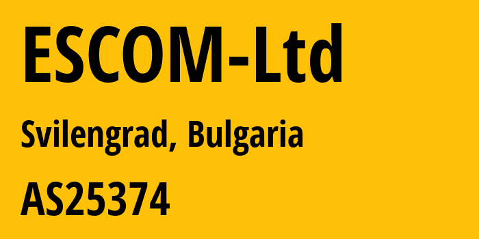 Информация о провайдере ESCOM-Ltd AS25374 ESCOM Ltd. - Haskovo: все IP-адреса, network, все айпи-подсети