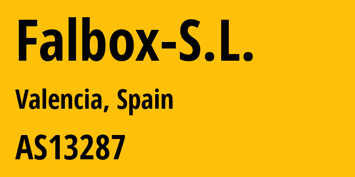 Информация о провайдере Falbox-S.L. AS13287 FALBOX S.L. trading as NIXVAL: все IP-адреса, network, все айпи-подсети