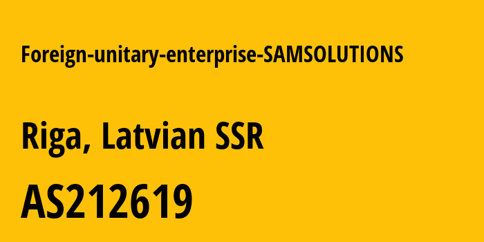 Информация о провайдере Foreign-unitary-enterprise-SAMSOLUTIONS AS212619 Foreign unitary enterprise SAMSOLUTIONS: все IP-адреса, network, все айпи-подсети