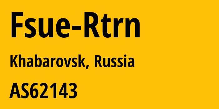 Информация о провайдере Fsue-Rtrn AS62143 FSUE RTRN: все IP-адреса, network, все айпи-подсети