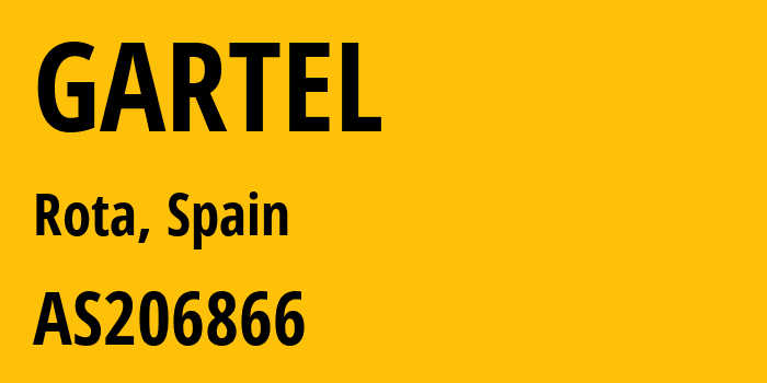 Информация о провайдере GARTEL AS206866 GARTEL, TELEFONIA Y COMUNICACION, S.L.: все IP-адреса, network, все айпи-подсети