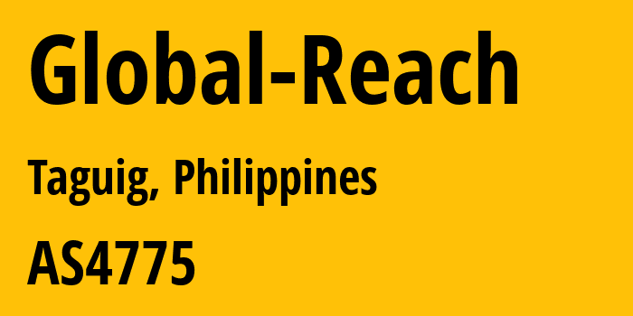 Информация о провайдере Global-Reach AS4775 Globe Telecoms: все IP-адреса, network, все айпи-подсети