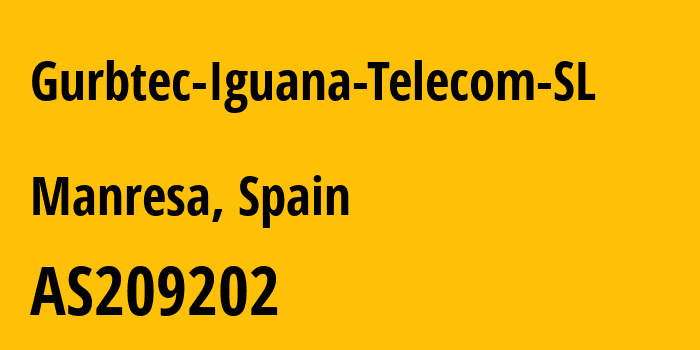 Информация о провайдере Gurbtec-Iguana-Telecom-SL AS209202 Gurbtec Iguana Telecom SL: все IP-адреса, network, все айпи-подсети